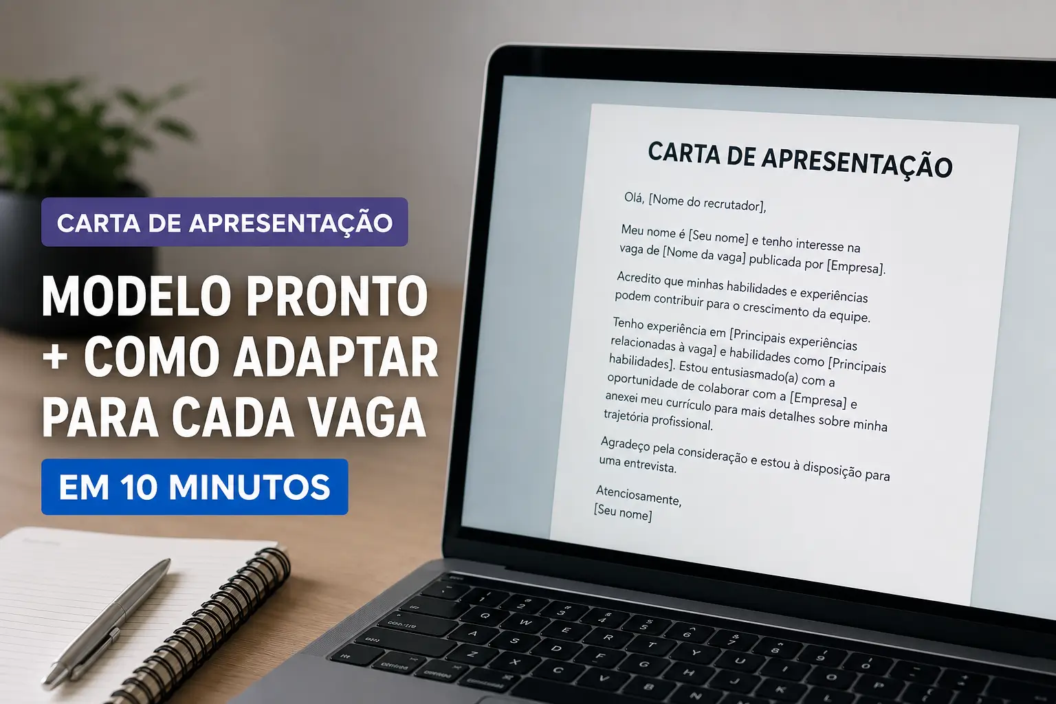 Laptop apresentando modelo de carta para brasileiros 2026