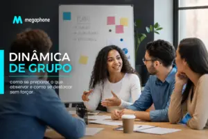 Equipe corporativa em reunião sobre dinâmica de grupo no escritório