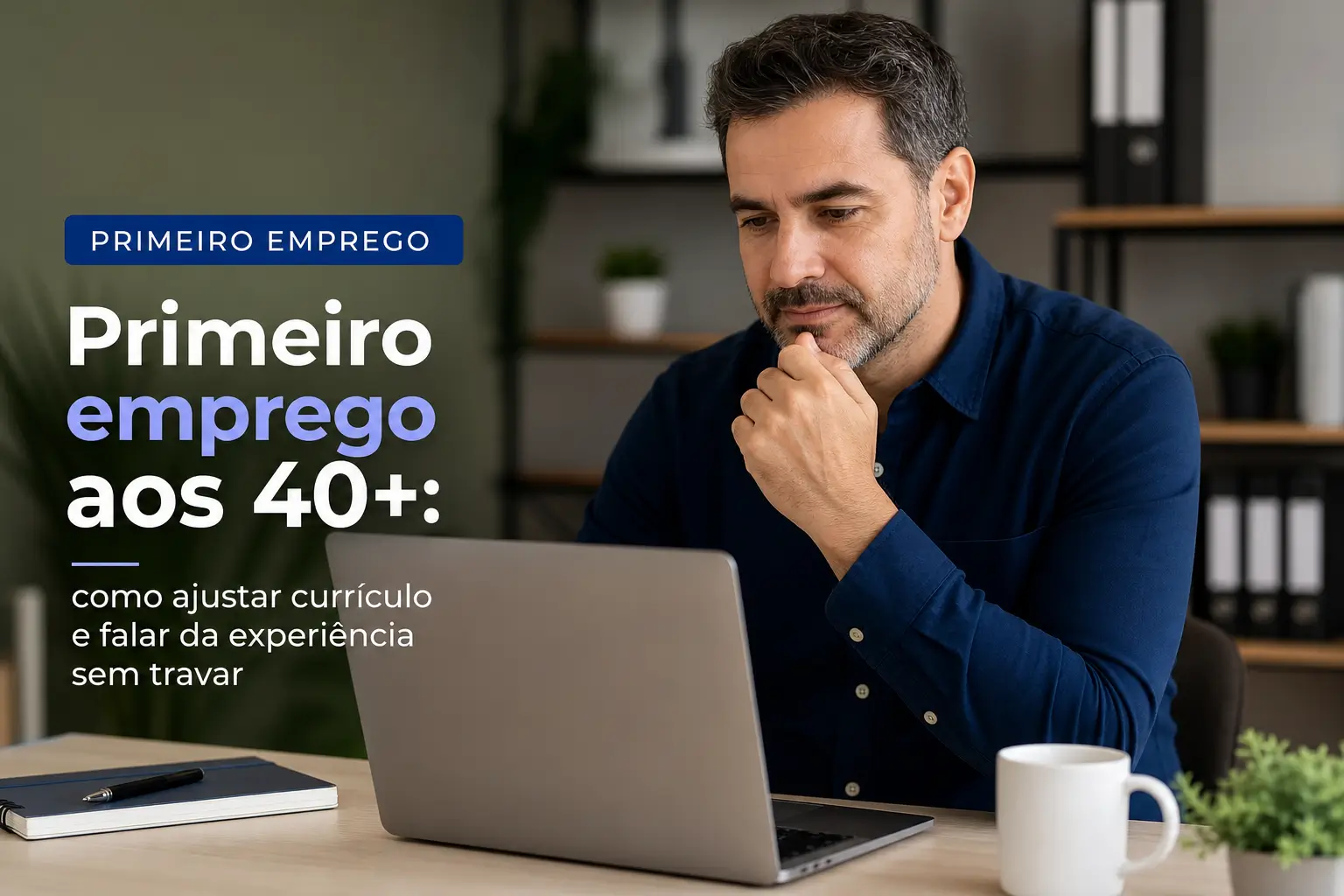 Homem pensativo em escritório, foco em educação financeira 2026