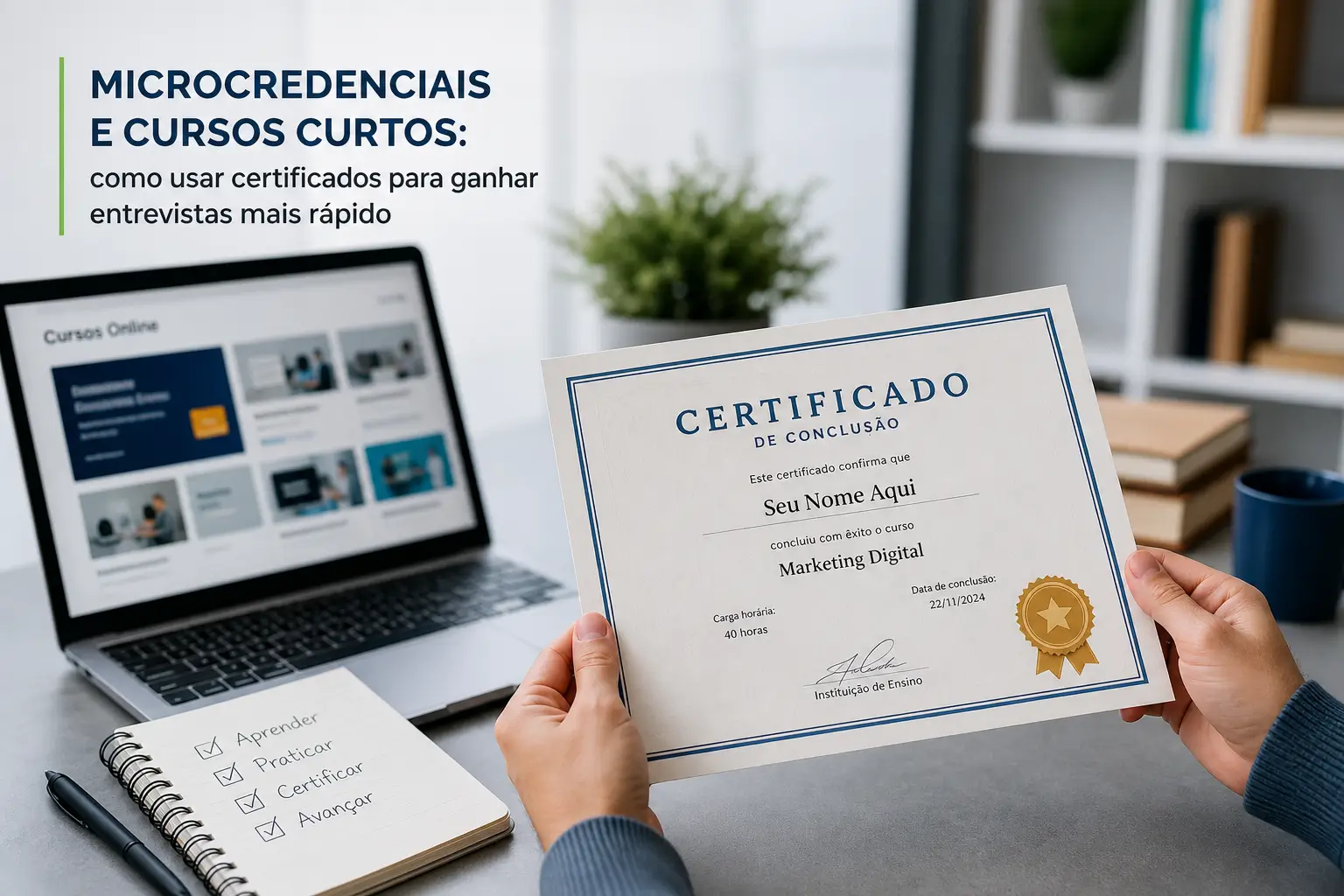 Certificado de conclusão em cursos online de educação financeira