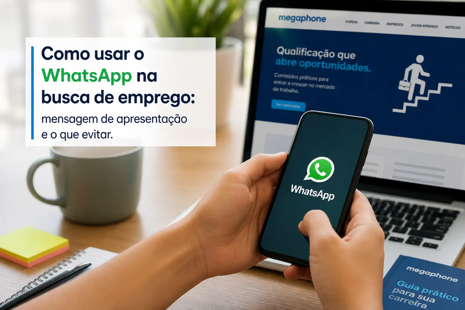 WhatsApp e Meganphone em busca de emprego na tela digital